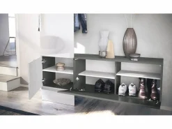 New Vladon Mueble recibidor Carlton Set 4, Mueble de entrada compuesto por 1 Perchero, 1 Zapatero, antracita mate/hormigón oxidado (156,5 x 193 x 35 cm) Armario De Entrada