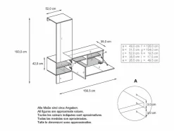 New Vladon Mueble recibidor Carlton Set 4, Mueble de entrada compuesto por 1 Perchero, 1 Zapatero, antracita mate/hormigón oxidado (156,5 x 193 x 35 cm) Armario De Entrada