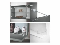 New Vladon Mueble recibidor Carlton Set 4, Mueble de entrada compuesto por 1 Perchero, 1 Zapatero, antracita mate/hormigón oxidado (156,5 x 193 x 35 cm) Armario De Entrada