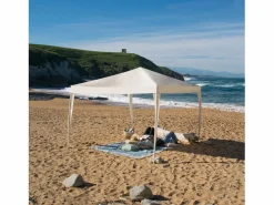Wasabi - Carpa Desmontable 3x3 m Cies Blanca – Vientos y Piquetas Fijación – Estructura Aluminio y Acero – Lona Rafia 90gr/m2 – Cenador Jardín – Exteriores Blanco
