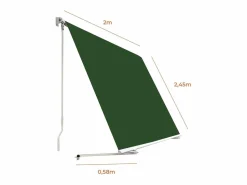Online - Toldo Exterior Balcón 200x245cm – Soporte Techo/Pared – Anclaje Barandilla – Estructura Aluminio – Lona UV Poliéster – Manivela Manual – Completo Estor Y Toldo