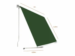 Online - Toldo Exterior Balcón 200x245cm – Soporte Techo/Pared – Anclaje Barandilla – Estructura Aluminio – Lona UV Poliéster – Manivela Manual – Completo Estor Y Toldo