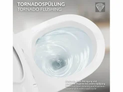 Sale WC cerámico suspendido brillante corto 49 cm sin borde, nanorecubrimiento Inodoro Suspendido