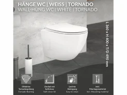 LuxeBath WC Cerámico suspendido 49cm sin reborde corto con sistema softclose