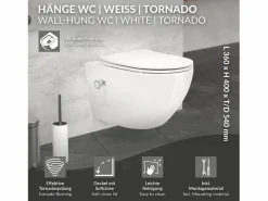 Discount LuxeBath WC Cerámico suspendido con bidé sin reborde corto con sistema softclose Blanco