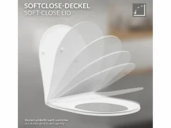 Discount LuxeBath WC Cerámico suspendido con bidé sin reborde corto con sistema softclose Blanco