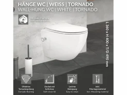 Clearance LuxeBath WC Cerámico suspendido con bidé sin reborde corto con sistema softclose Blanco