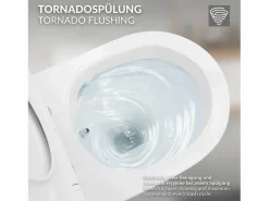 LuxeBath WC cerámico suspendido con función bidé brillante corto 49 cm sin borde