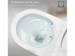 LuxeBath WC cerámico suspendido con función bidé brillante largo 53,5cm sin borde