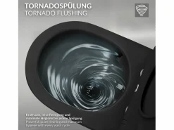 Discount LuxeBath WC cerámico suspendido nanorecubrimiento función bidé largo 53,5cm Negro
