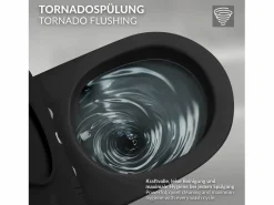 LuxeBath WC cerámico suspendido con función bidé y tornado corto 49 cm softclose