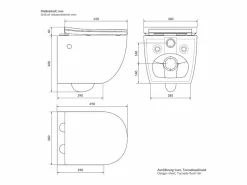 LuxeBath WC cerámico suspendido con función bidé y tornado corto 49 cm softclose