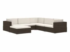 Garden Furniture West Orange Reposapies seccional con cojín 1 uds ratán sintético marrón
