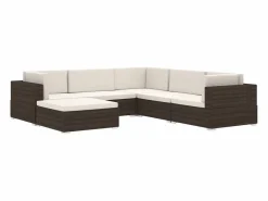 Garden Furniture West Orange Reposapies seccional con cojín 1 uds ratán sintético marrón