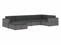 Garden Furniture West Orange Reposapies seccional con cojín 1 uds ratán sintético marrón