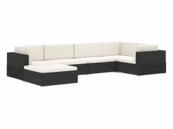 Garden Furniture West Orange Reposapies seccional con cojín 1 uds ratán sintético marrón