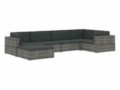 Outlet Garden Furniture West Orange Reposapiés seccional con cojín 1 ud ratán sintético Negro