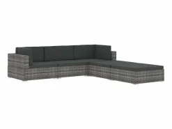 Outlet Garden Furniture West Orange Reposapiés seccional con cojín 1 ud ratán sintético Negro