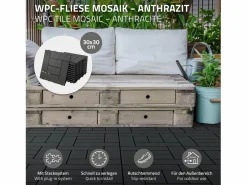ECD Germany WPC baldosas 30x30cm 1 m² para jardín piscina patio