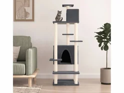 Best Garden Furniture Wundir Rascador para gatos con postes de sisal gris oscuro 154 cm Gris antracita