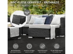 Hot ECD Germany 55x Baldosas de terraza de WPC, Baldosas de balcón,30x30cm, antracita, 5 m² Gris antracita