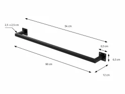 ML-DESIGN 2x Perchero de pared para vestidor/armario barra para ropa/toallas 90x12cm