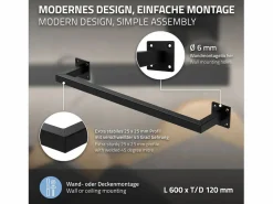 Hot 2x Perchero de pared para vestidor/armario barra para ropa/toallas 60x12cm Burro Para Ropa