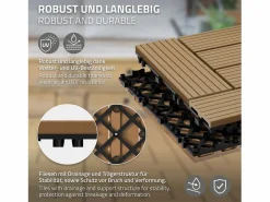 ECD Germany 22xWPC baldosas para terraza mosaico 30x30cm teca 2m² Marru00f3n