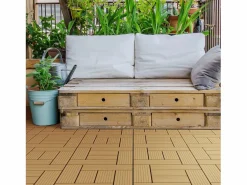 ECD Germany 22xWPC baldosas para terraza mosaico 30x30cm teca 2m² Marru00f3n