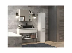 Best TOPESHOP YANA - Mueble de baño con cesto de ropa - 31x30x174 cm - Columna de almacenamiento de baño Blanco