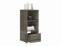 Discount Garden Furniture Ylira Armario de almacenaje de jardín ratán PE 50x55x115 cm Gris