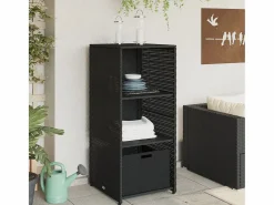 Outlet Garden Furniture Ylira Armario de almacenaje de jardín ratán PE 50x55x115 cm Negro