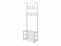 Clearance Garden Furniture Yngulf Perchero de ropa con repisa para zapatos 68x32x182,5 cm Blanco