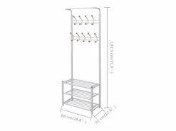 Clearance Garden Furniture Yngulf Perchero de ropa con repisa para zapatos 68x32x182,5 cm Blanco