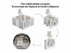 Discount DripeX Yoleo Parque de bebés plegable 8+2 paneles, portal de barrera de seguridad con cesta de baloncesto, actividades de seguridad para parques infantiles, plástico, Gris