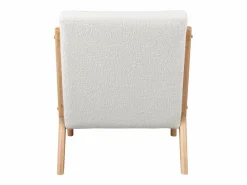 New ZACK-Sillón en tejido Curly Ecru y madera natural Sillón Escandinavo