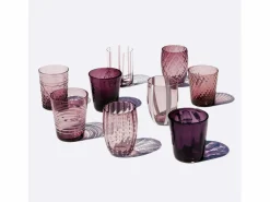 Zafferano Melting Pot Juego de 6 Vasos Monocolor - Amatista - Vidrio Soplado a Mano, 32 cl - Vasos Artesanales para Agua y Cócteles