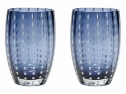 Zafferano Perle Glass colores mezclados 2 - Vidrio coloreado soplado, 32 cl, hecho a mano - Juego de 6 vasos artesanales para agua o cócteles Multicolor