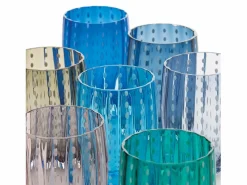 Zafferano Perle Green Glass - Vidrio soplado a boca de color, 32 cl, hecho a mano - Juego de 2 vasos artesanales para agua o cócteles Vaso