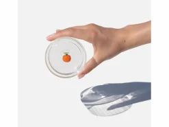 Zafferano Teca Frutta - Juego de 6 Vasos de Vidrio Borosilicato con Naranja - Vaso de 35 cl Doble Fondo Decorado a Mano, Fácilmente Lavable Transparente