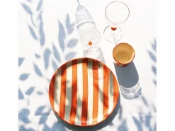 Zafferano Teca Frutta - Juego de 6 Vasos de Vidrio Borosilicato con Naranja - Vaso de 35 cl Doble Fondo Decorado a Mano, Fácilmente Lavable Transparente