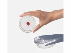 Sale Zafferano Teca Frutta - Juego de 6 Vasos de Vidrio Borosilicato con Fresa - Vaso de 35 cl Doble Fondo Decorado a Mano, Fácilmente Lavable Vaso