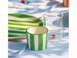 Sale Zafferano Teca Frutta - Juego de 6 Vasos de Vidrio Borosilicato con Fresa - Vaso de 35 cl Doble Fondo Decorado a Mano, Fácilmente Lavable Vaso