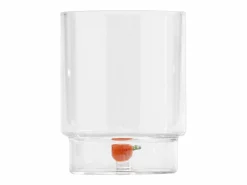 New Zafferano Teca Frutta Mix - Juego de 6 Vasos de Vidrio Borosilicato con Fruta - Vaso de 35 cl con Doble Fondo Decorado a Mano, Fácilmente Lavable Transparente
