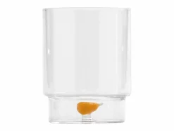 New Zafferano Teca Frutta Mix - Juego de 6 Vasos de Vidrio Borosilicato con Fruta - Vaso de 35 cl con Doble Fondo Decorado a Mano, Fácilmente Lavable Transparente