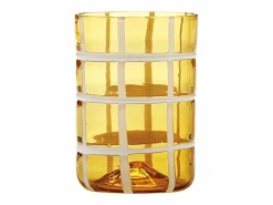New Zafferano Twiddle - Juego de 6 vasos de vidrio soplado de colores, 35 cl - Vasos artesanales con decoración blanca, aptos para lavavajillas Vaso