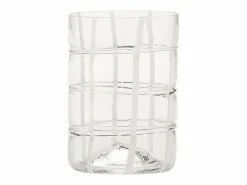 New Zafferano Twiddle - Juego de 6 vasos de vidrio soplado de colores, 35 cl - Vasos artesanales con decoración blanca, aptos para lavavajillas Vaso