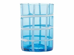 New Zafferano Twiddle - Juego de 6 vasos de vidrio soplado de colores, 35 cl - Vasos artesanales con decoración blanca, aptos para lavavajillas Vaso