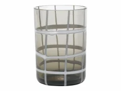 New Zafferano Twiddle - Juego de 6 vasos de vidrio soplado de colores, 35 cl - Vasos artesanales con decoración blanca, aptos para lavavajillas Vaso