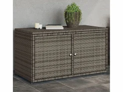 Hot Garden Furniture Zandar Armario de almacenaje de jardín ratán PE 110x55x60,5 cm Gris